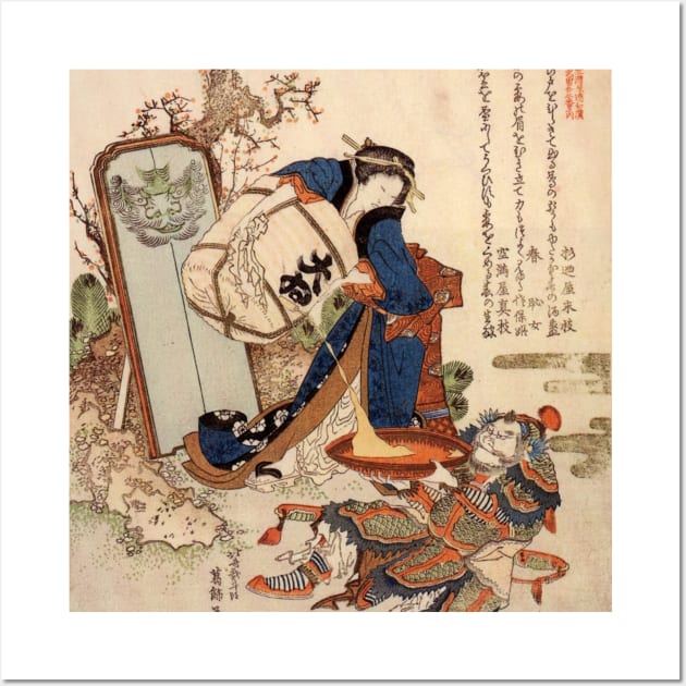 The Strong Oi Pouring Sake by Katsushika Hokusai Wall Art by podartist